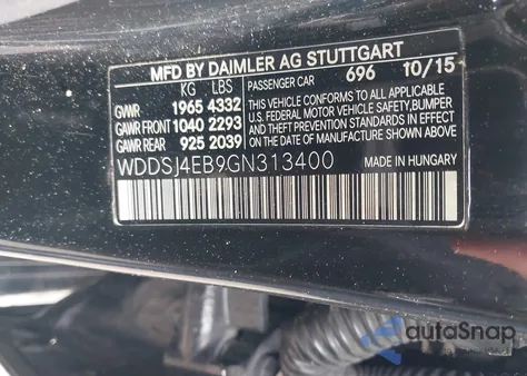 2016 Mercedes-Benz Cla 250 из США, поврежденный, VIN WDDSJ4EB9GN313400